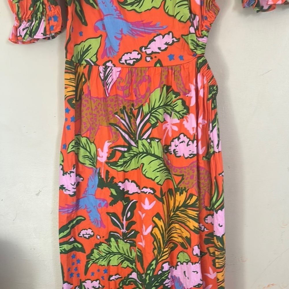 Gold Asymmetrical Ruffled Sundress with Puff Sleeves - Picture 7 of 12